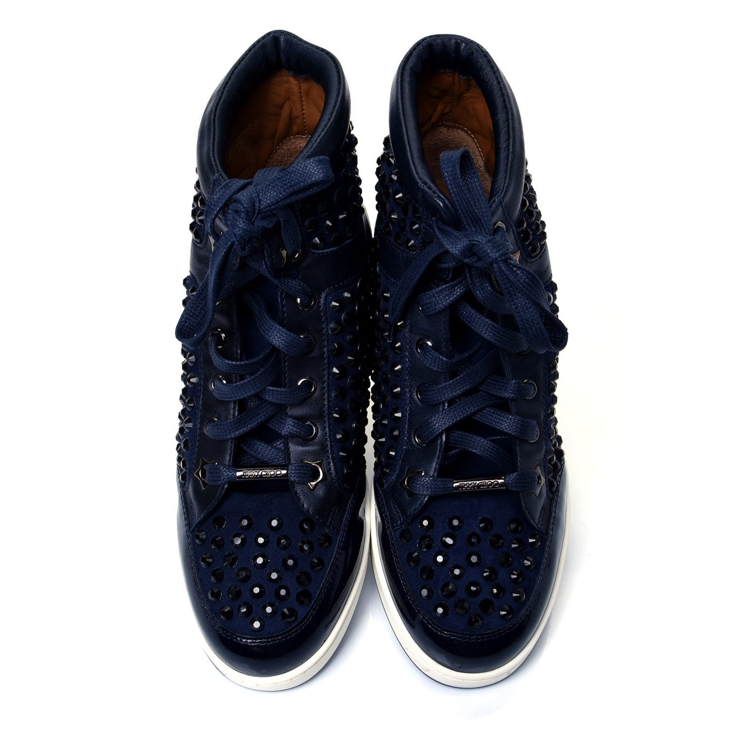 Calfskin Patent Studded Tokyo Sneakers 35.5 Navy
