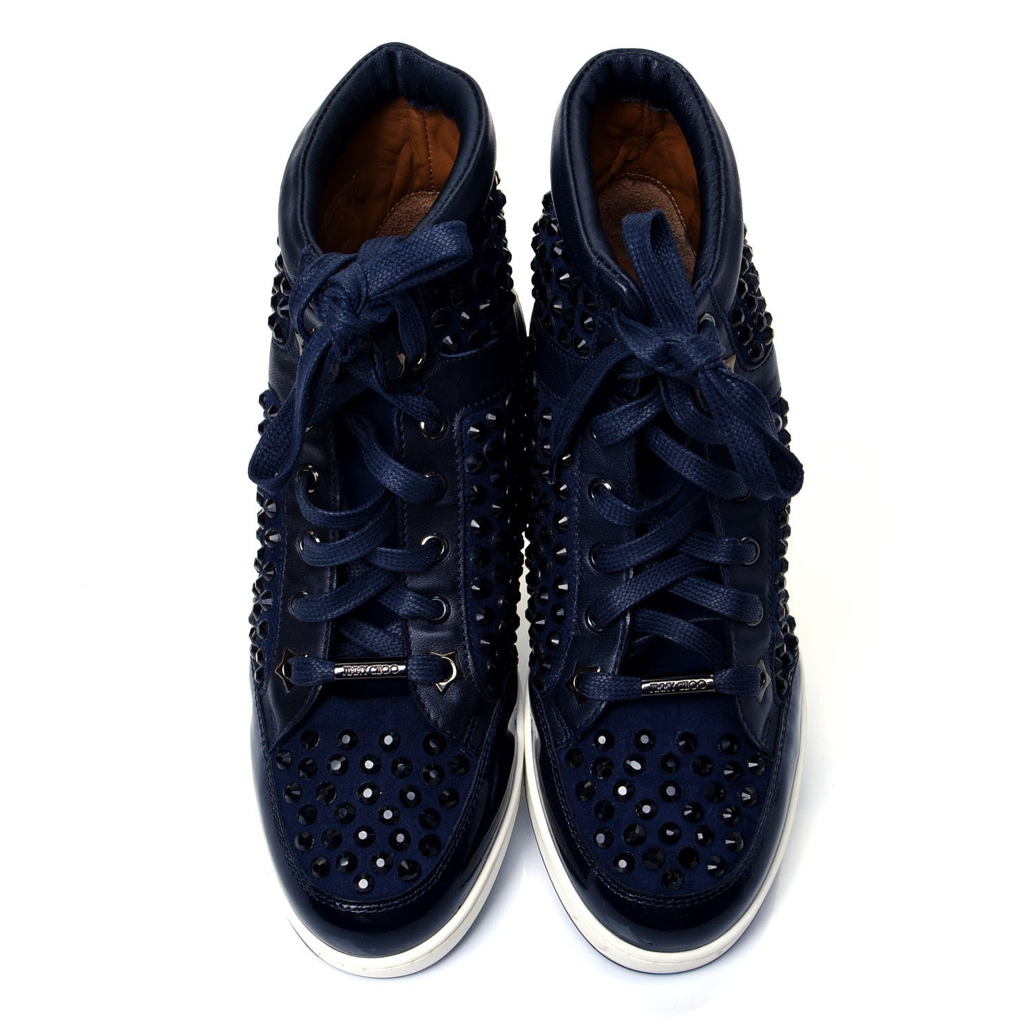 Jimmy Choo Calfskin Patent Studded Tokyo Sneakers 35.5 Navy 4 of 9