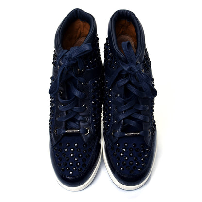 Jimmy Choo Calfskin Patent Studded Tokyo Sneakers 35.5 Navy 4 of 9
