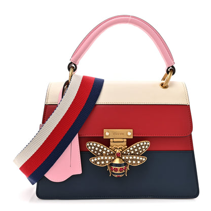 Gucci Calfskin Sylvie Web Small Queen Margaret Top Handle Bag Blue Agata Hibiscus Red Mystic White Sugar Pink 1 of 12