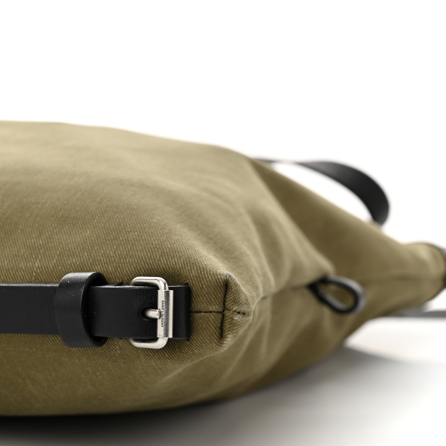 Saint Laurent Canvas Calfskin Gabardine Convertible ID Khaki Black 10 of 10