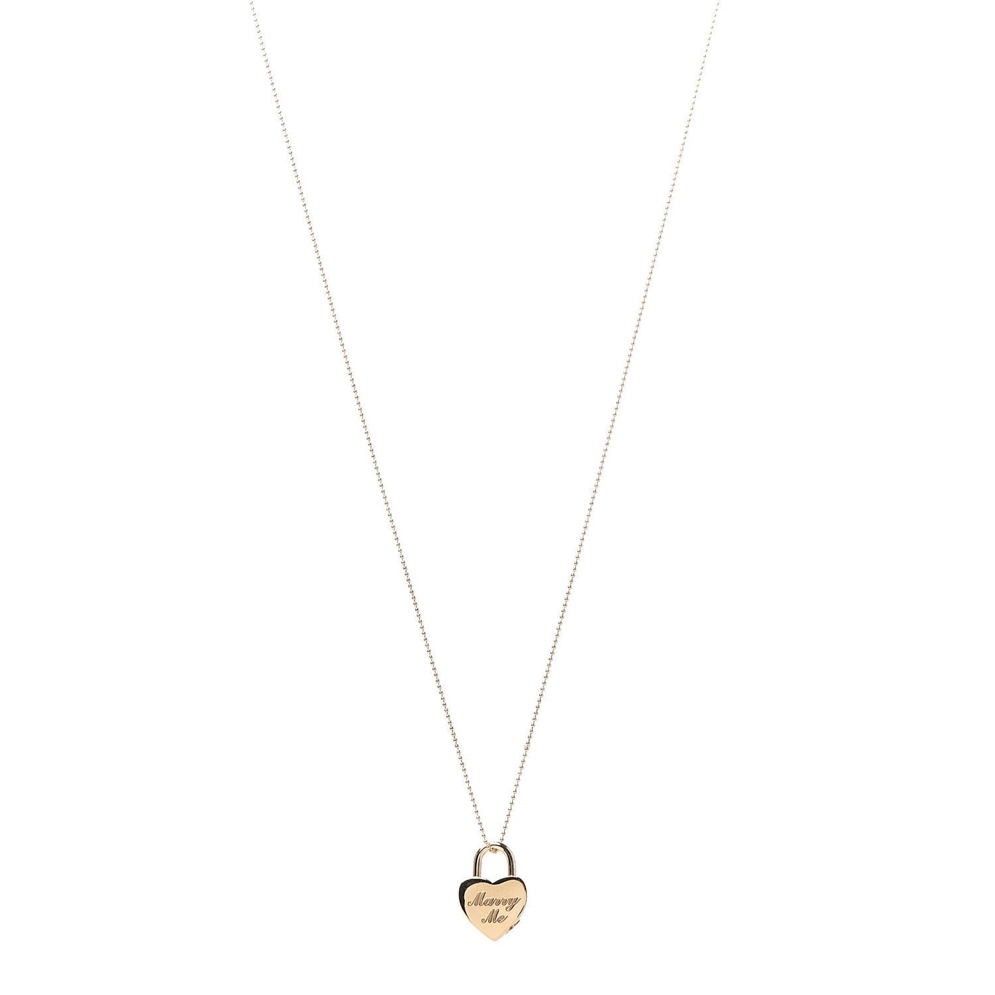 18K Yellow Gold Marry Me Heart Lock Pendant Necklace