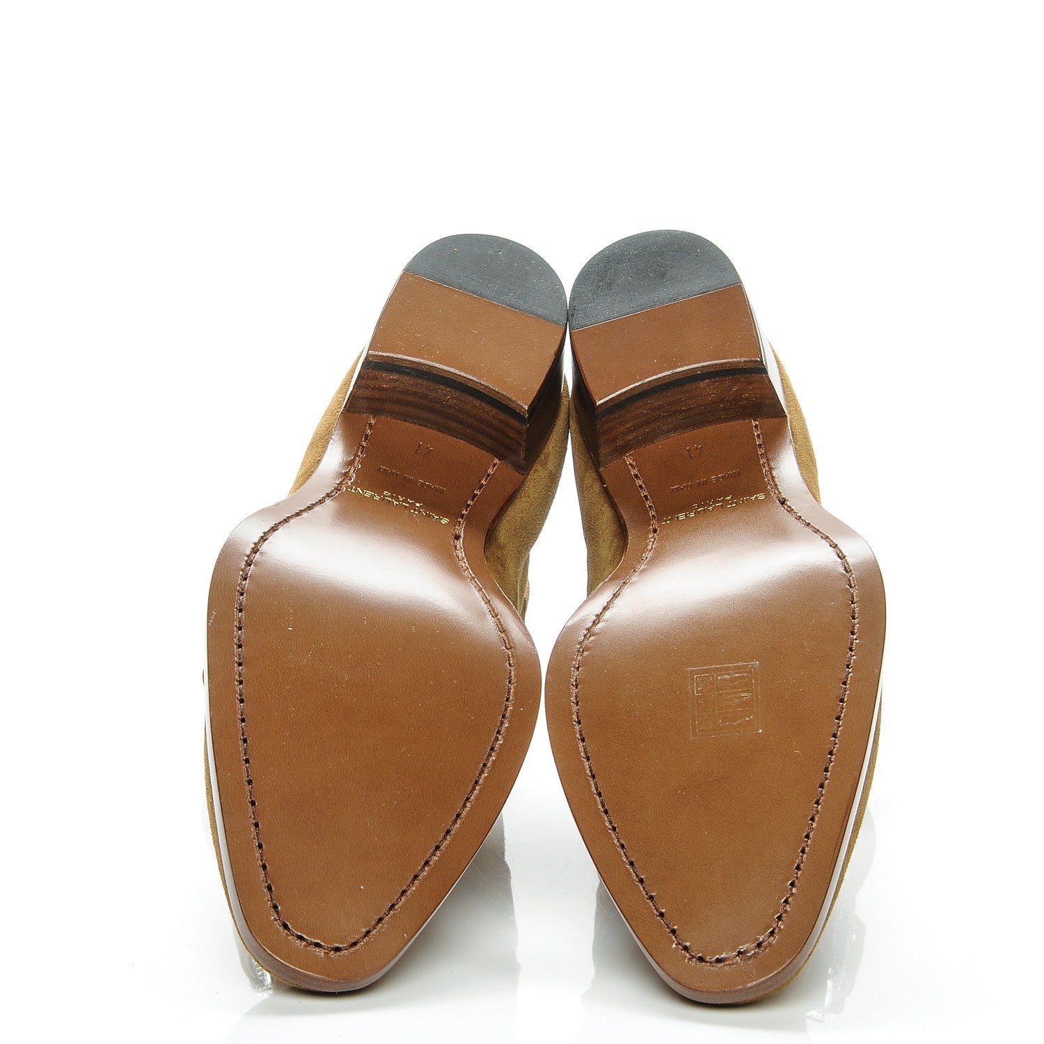 Saint Laurent Mens Suede Hedi Western Buckle Ankle Boots 41 Tan 5 of 7