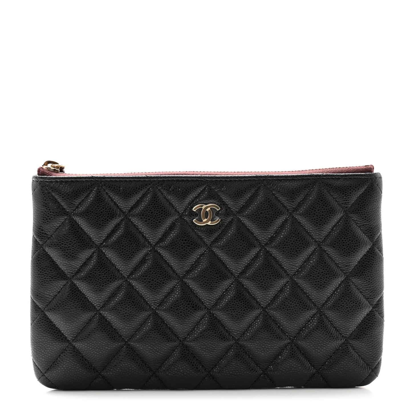 Caviar Quilted Small Zipped Pouch Black