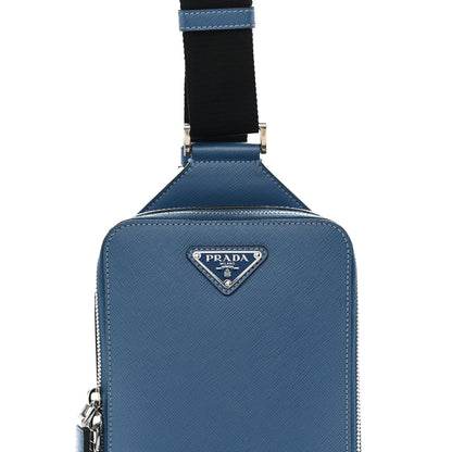 Prada Saffiano Brique Sling Bag Blue 6 of 9