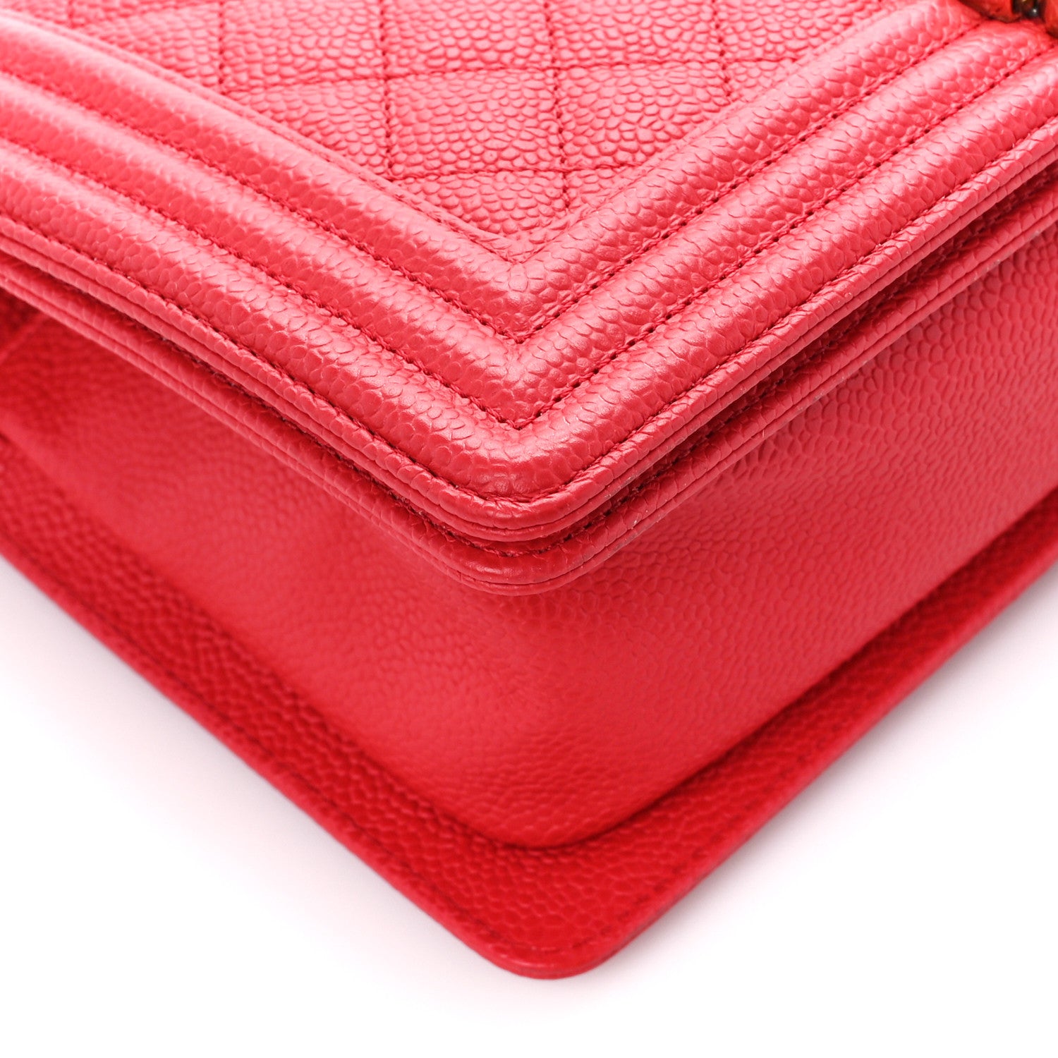 Chanel Caviar Quilted Medium Boy Flap Red 9 of 10