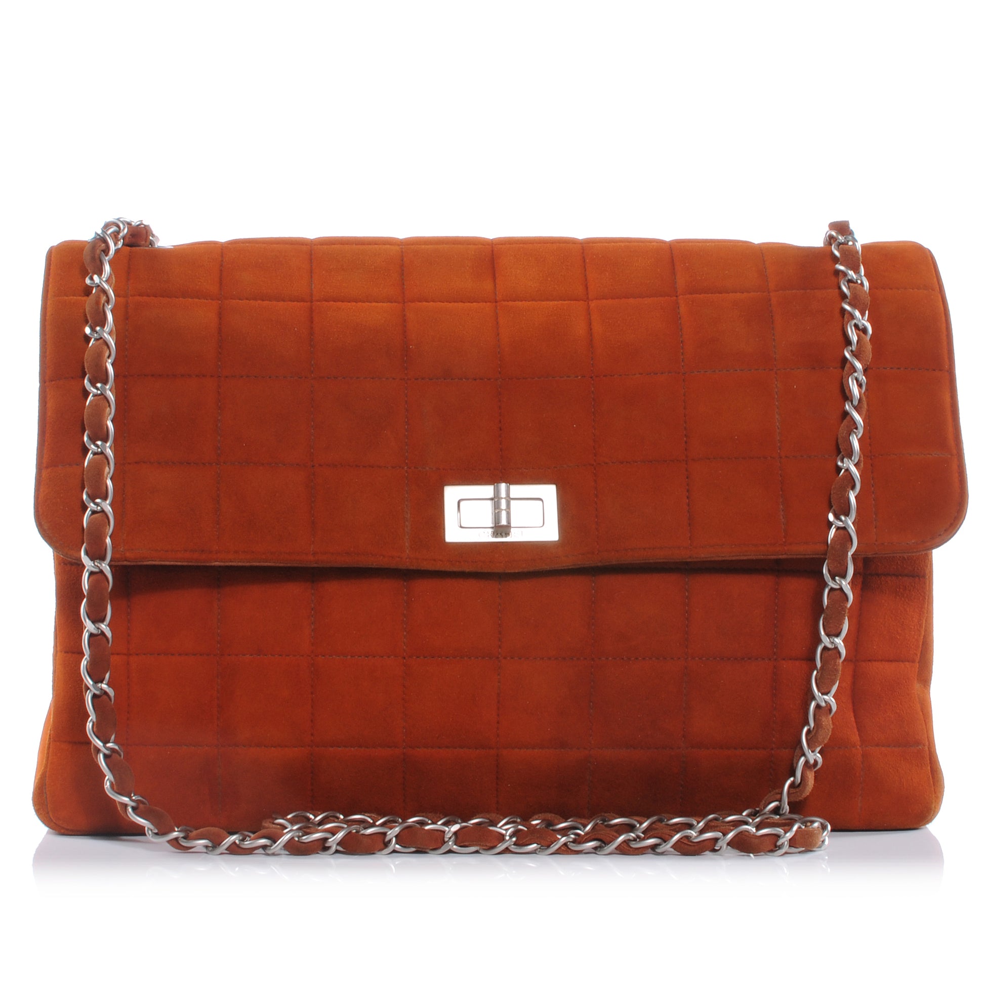 Chanel Suede Square Quilted Mademoiselle Flap Orange 1 of 8