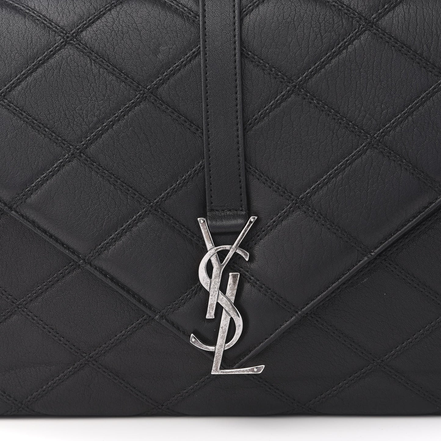 Calfskin Matelasse Diamond Quilted Monogram Large College Bag Black