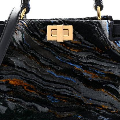 Fendi Velvet Marble Mini Peekaboo Iconic Satchel Blue Multicolor 7 of 10