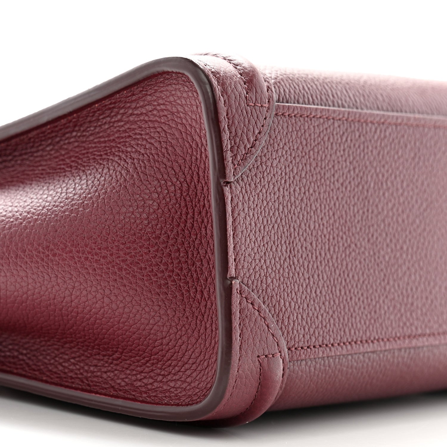 Celine Drummed Calfskin Nano Luggage Burgundy 10 of 12
