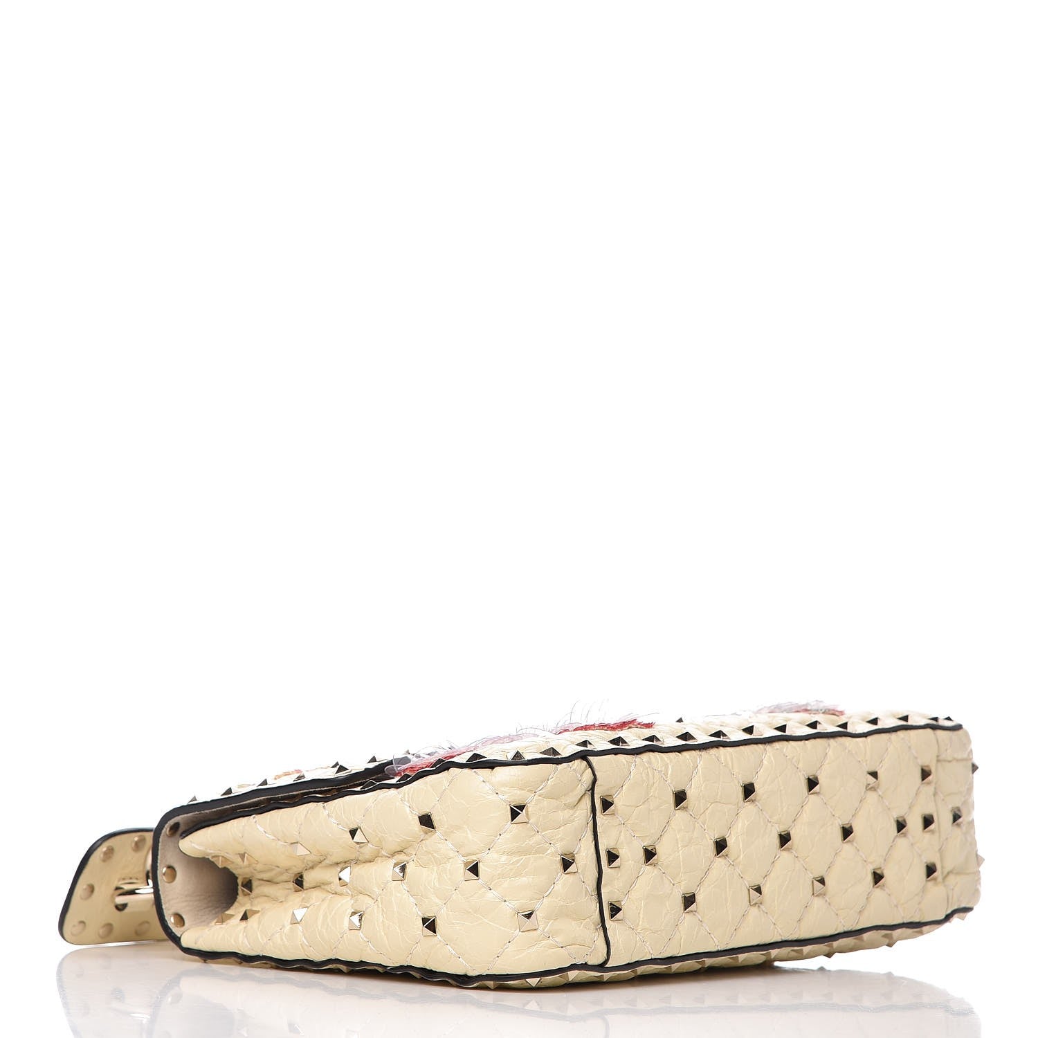 Valentino Garavani Craquele Nappa Butterfly Medium Rockstud Spike Shoulder Bag Light Ivory 5 of 10