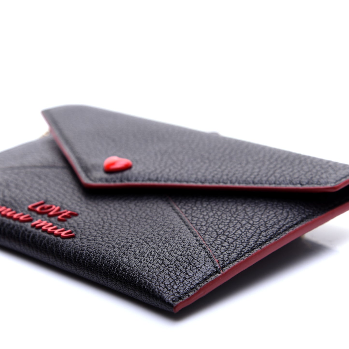 Goatskin Madras Love Wristlet Pouch Black