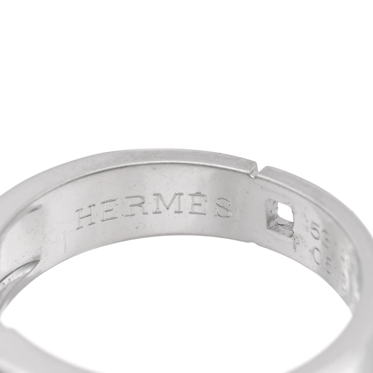 Hermes 18K White Gold Diamond H Ring 53 6.5 4 of 5