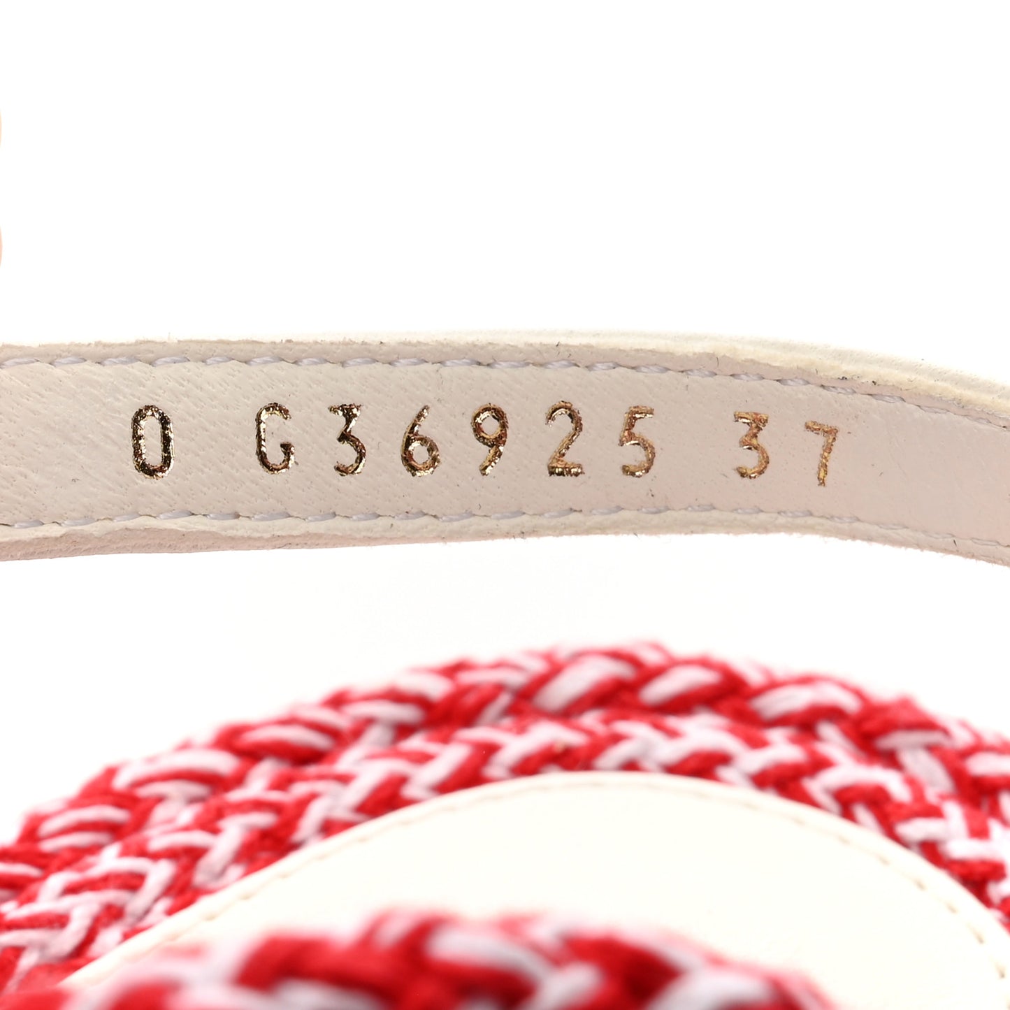 Lambskin Cord Chain CC Sandals 37 Red White