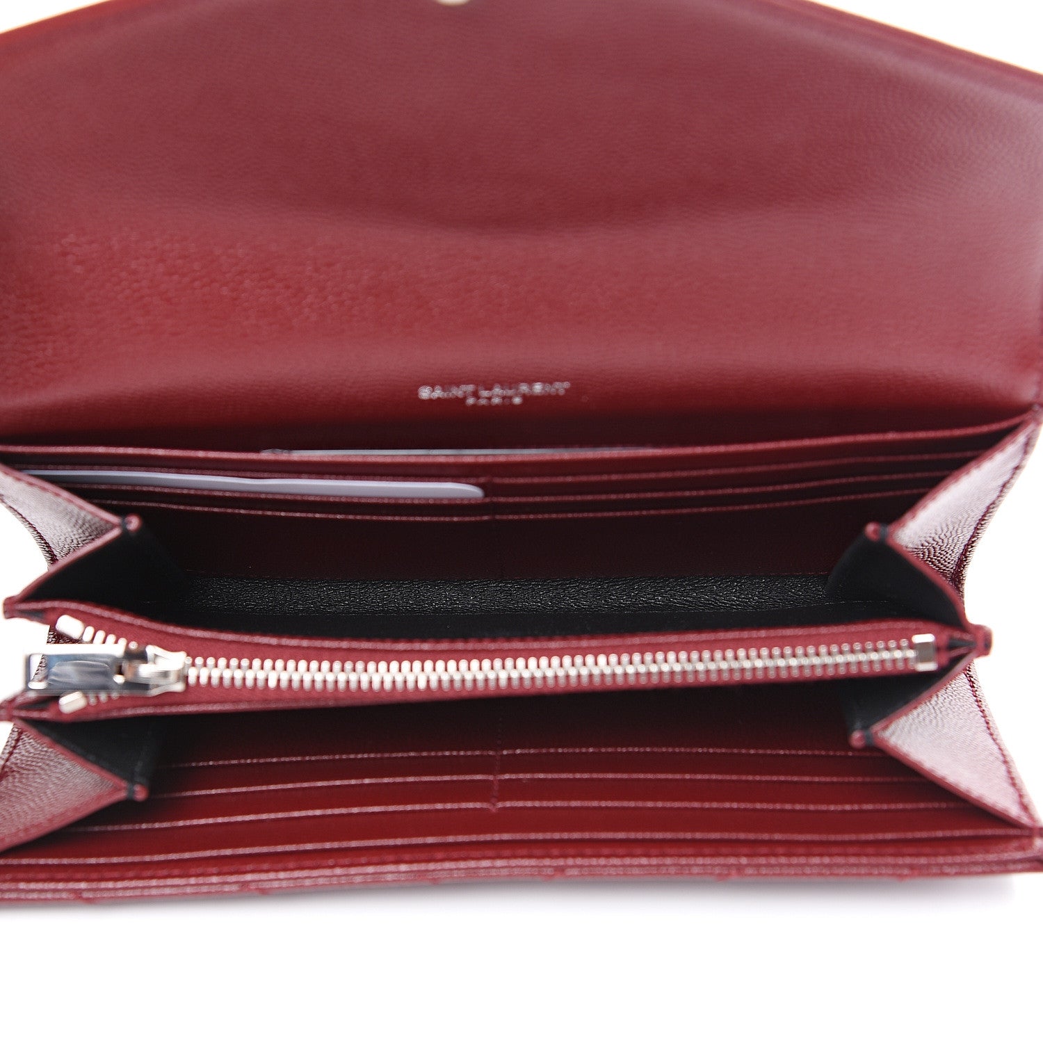 Saint Laurent Grain De Poudre Matelasse Chevron Monogram Wallet Palissandre 4 of 5