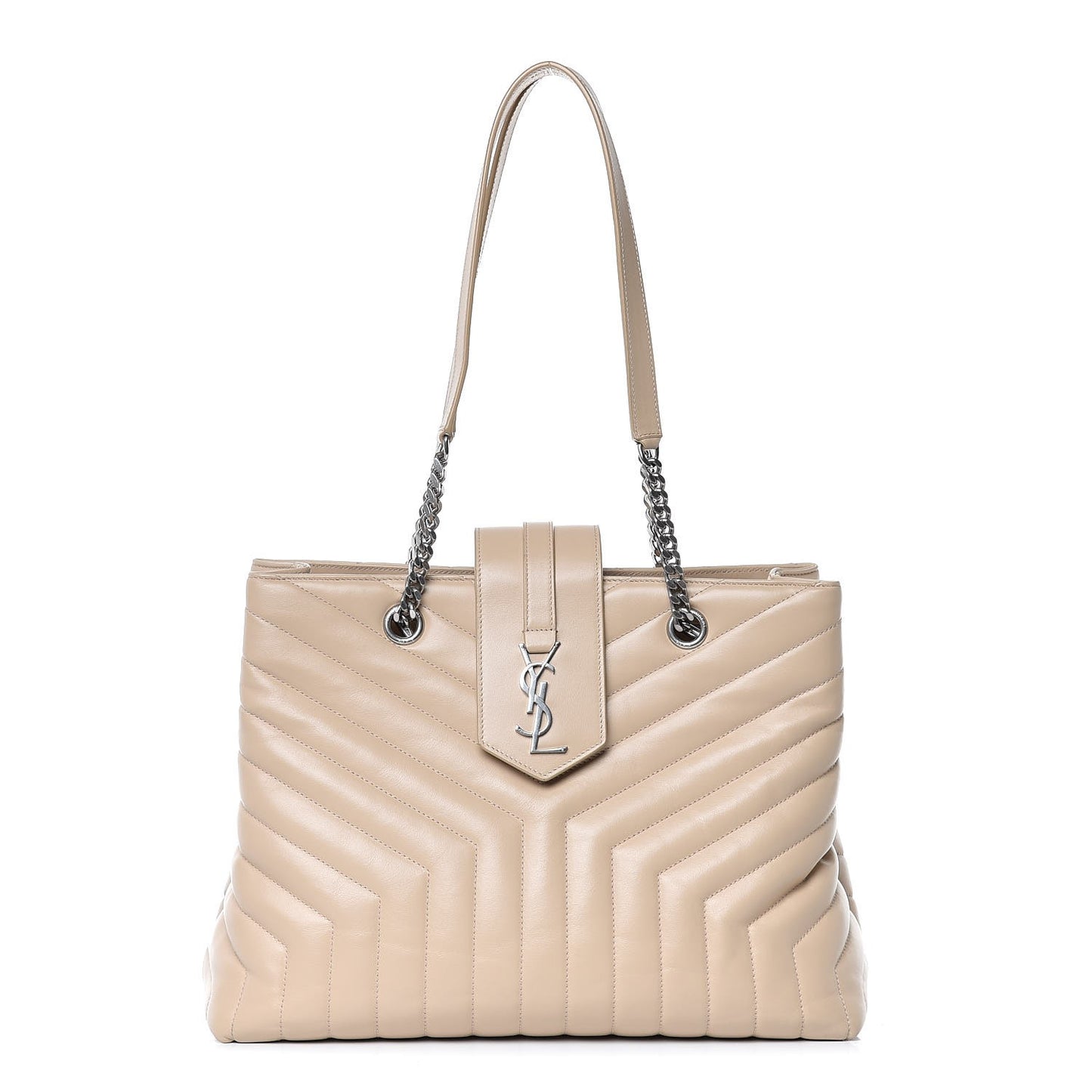 Calfskin Y Quilted Monogram Large Loulou Shopper Nude Powder