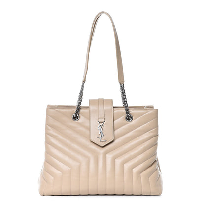 Saint Laurent Calfskin Y Quilted Monogram Large Loulou Shopper Nude Powder 1 of 11