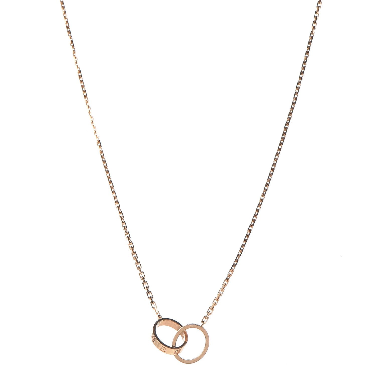 Cartier 18K Pink Gold Diamond Interlocking LOVE Necklace 1 of 9