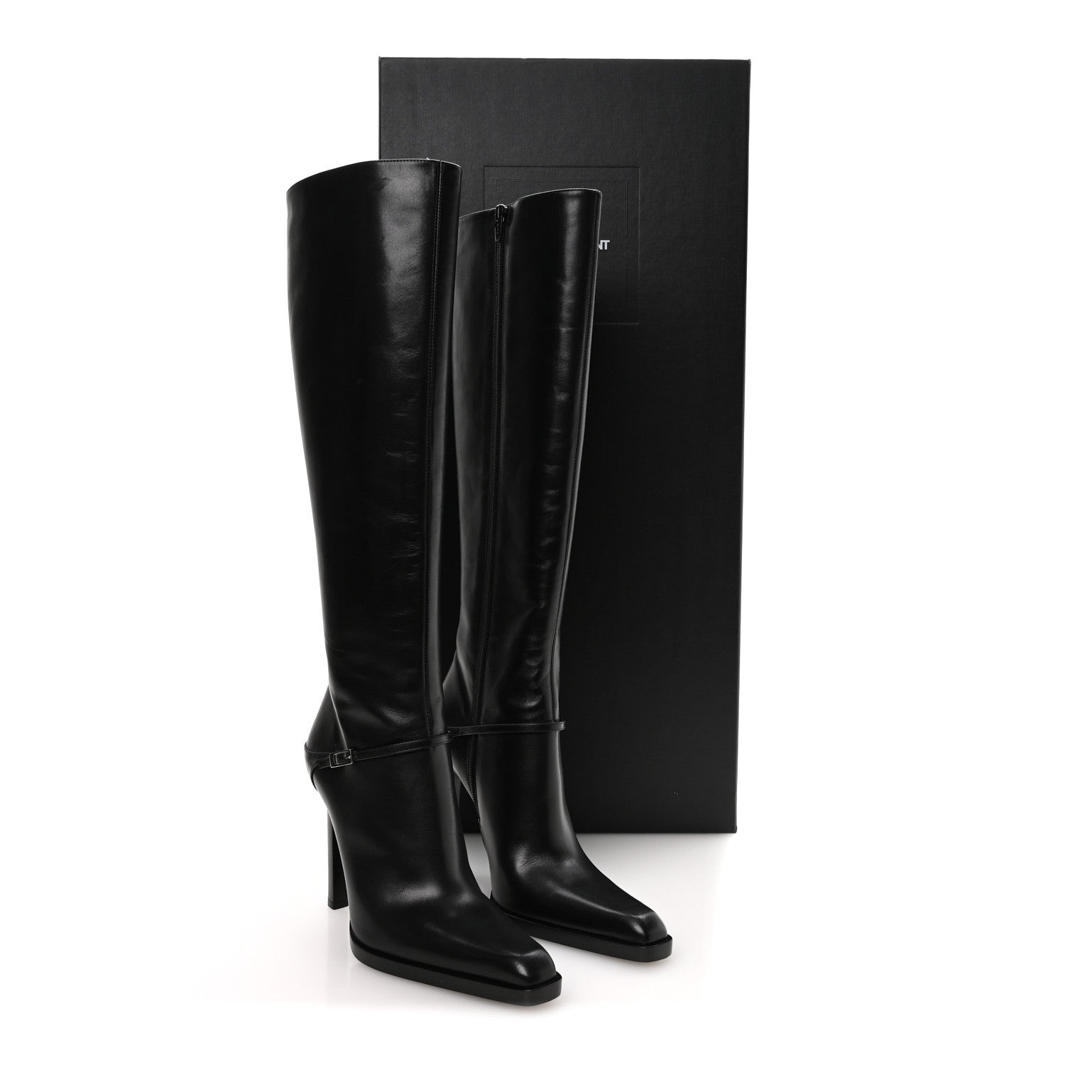 Saint Laurent Calfskin Nina 110 Knee High Boots 37 Black 9 of 9