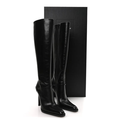 Saint Laurent Calfskin Nina 110 Knee High Boots 37 Black 9 of 9