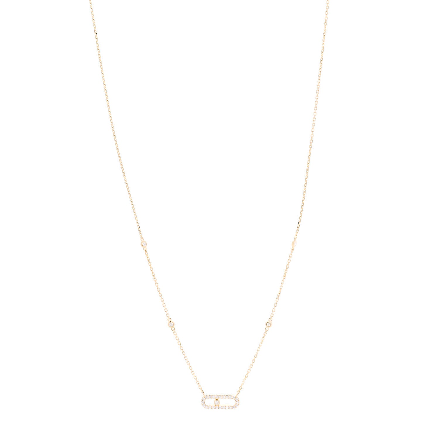 Messika 18K Yellow Gold Diamond Move Uno Pave Necklace 1 of 7