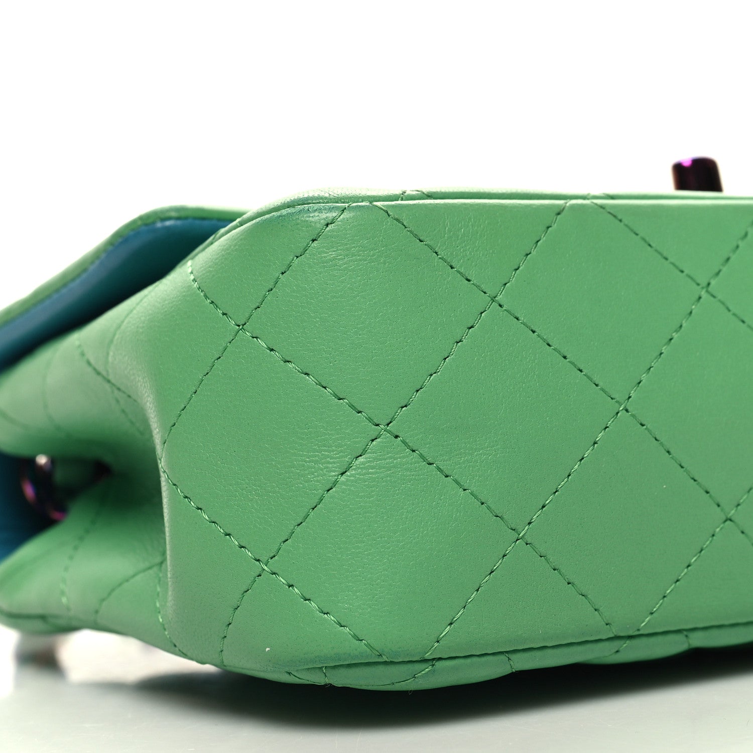 Chanel Lambskin Quilted Mini Rectangular Flap Green Blue 9 of 11