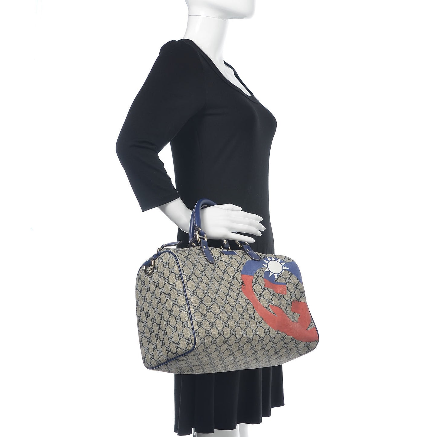 GG Plus Monogram Medium Boston Taiwan Flag Unicef Duffle Blue
