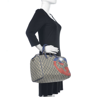 Gucci GG Plus Monogram Medium Boston Taiwan Flag Unicef Duffle Blue 2 of 10