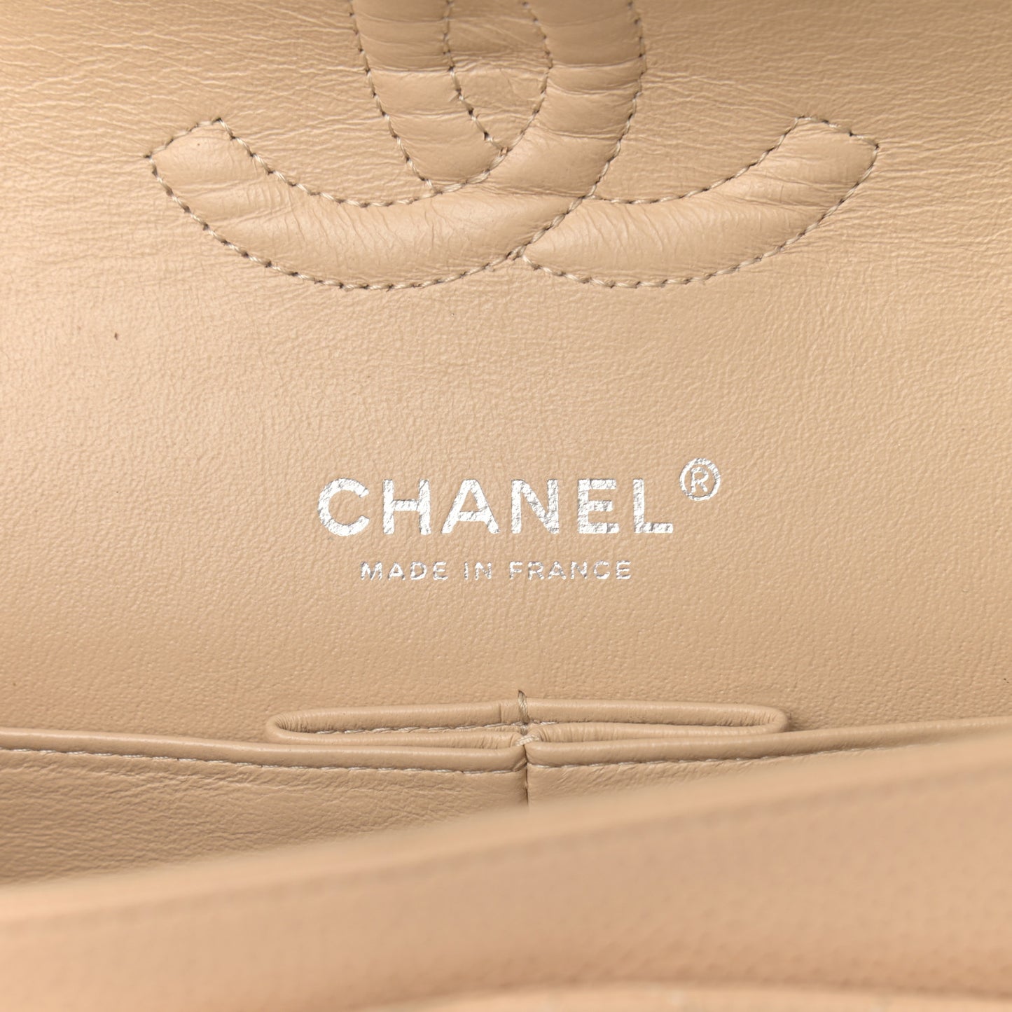 Caviar Quilted Medium Double Flap Beige