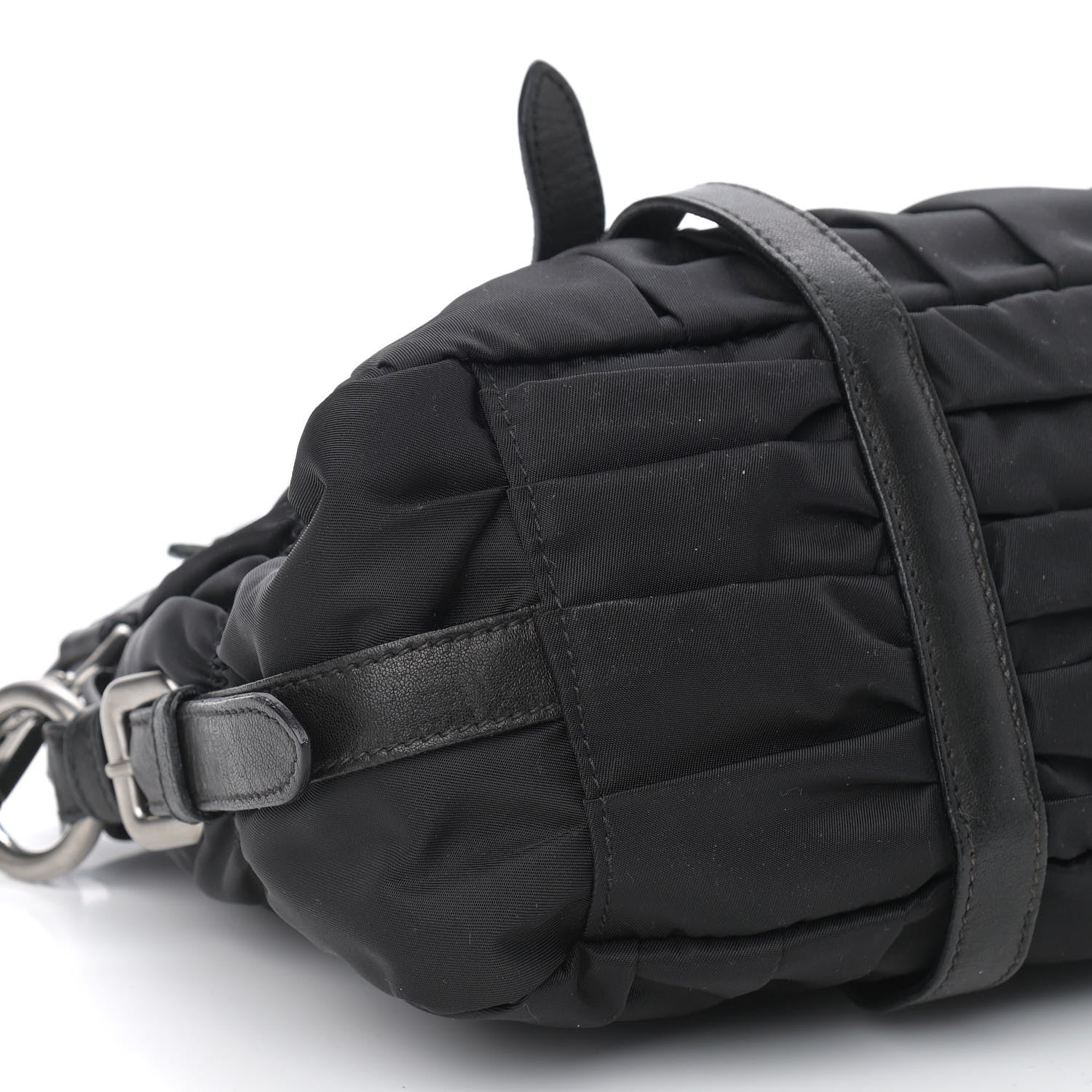 Prada Tessuto Nylon Nappa Braided Gaufre Shoulder Bag Black 7 of 8