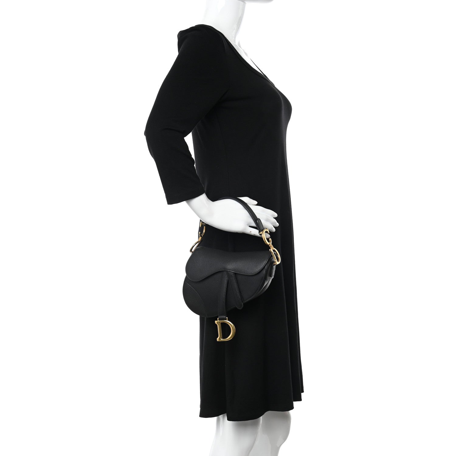 Christian Dior Grained Calfskin Mini Saddle Bag Black 2 of 11