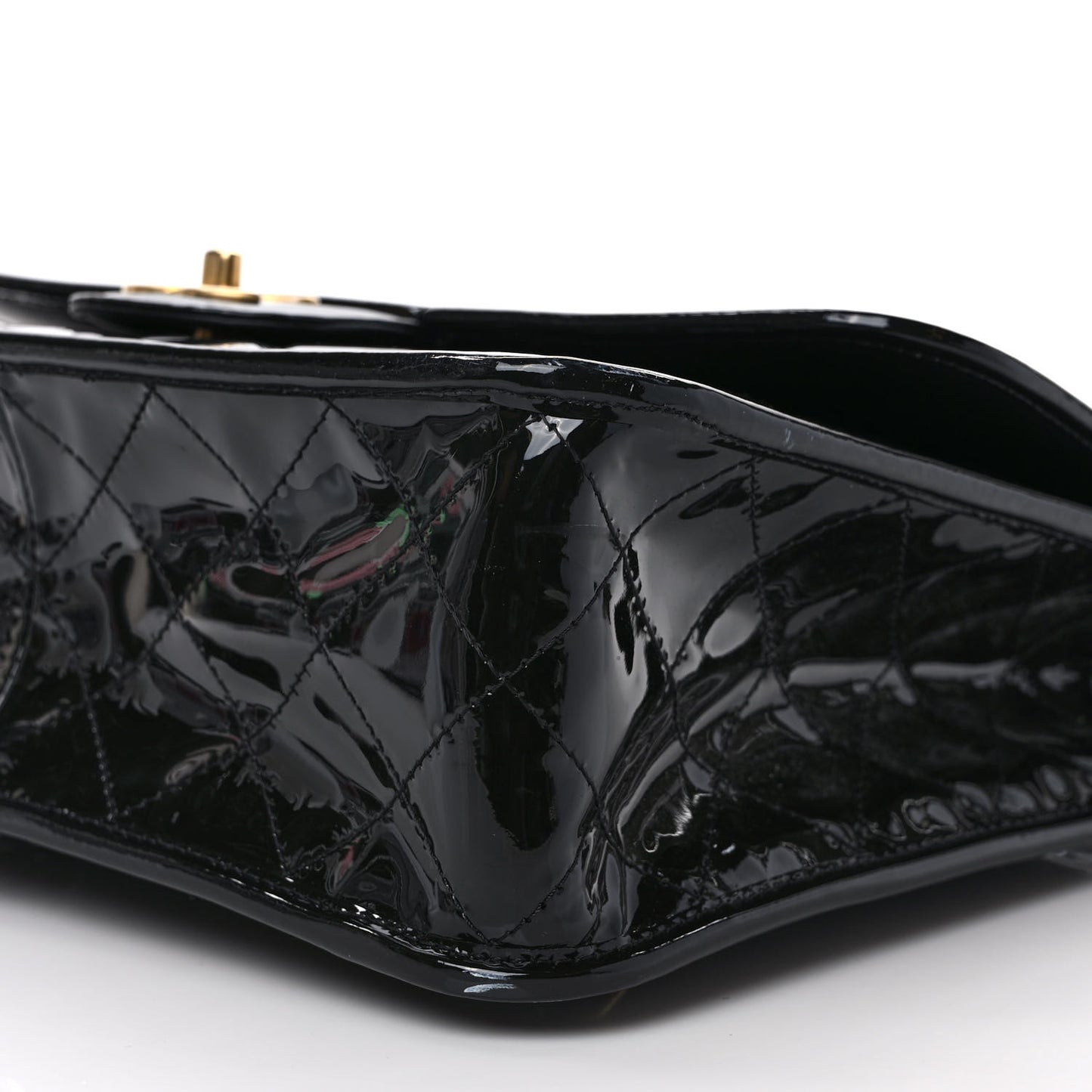 Patent Quilted Large School Memory Top Handle Flap Black