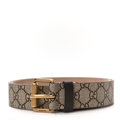 Gucci GG Supreme Monogram Selleria Calfskin Kingsnake 35mm Belt 100 40 Beige Ebony Multicolor Cocoa 1 of 5