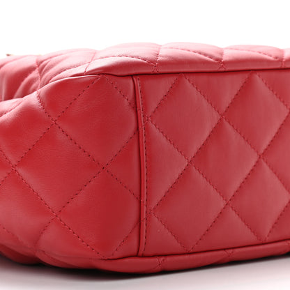 Chanel Lambskin Quilted Chain Drawstring Bag Red 8 of 9