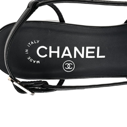 Chanel Lambskin Satin Slingback Cap Toe Bow Pumps 36.5 Black 6 of 9