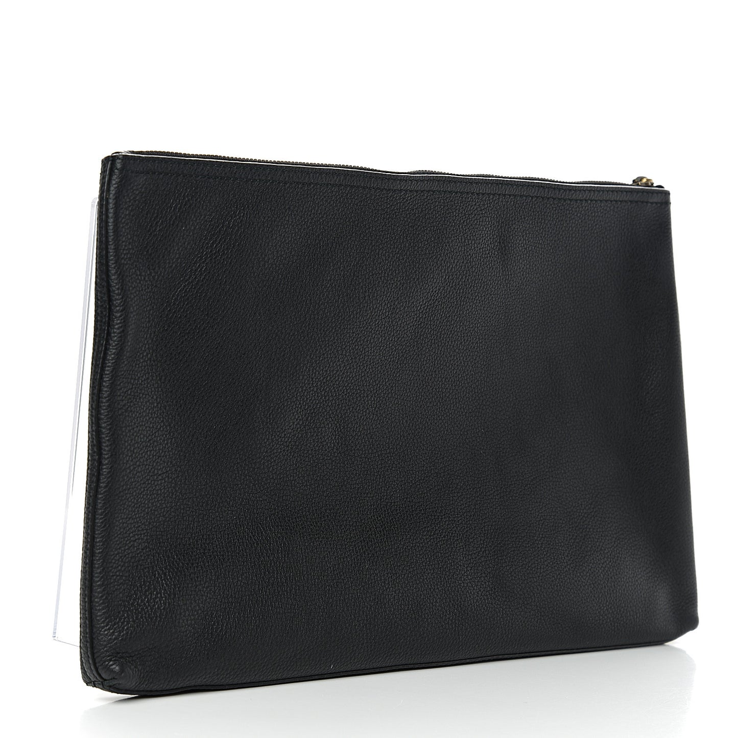 Pebbled Calfskin Large Logo Portfolio Clutch Black