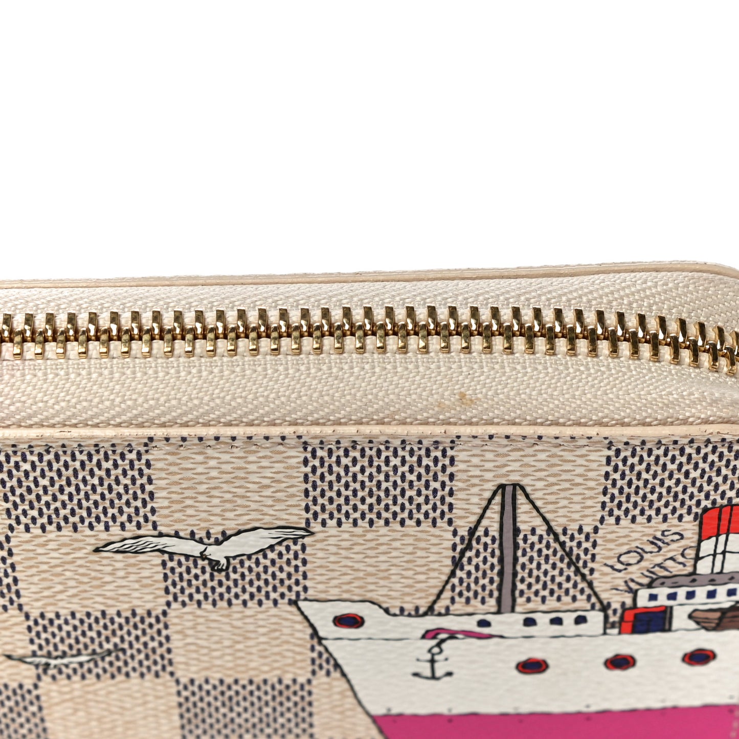Damier Azur 2016 Christmas Animation Zippy Wallet Rose Ballerine