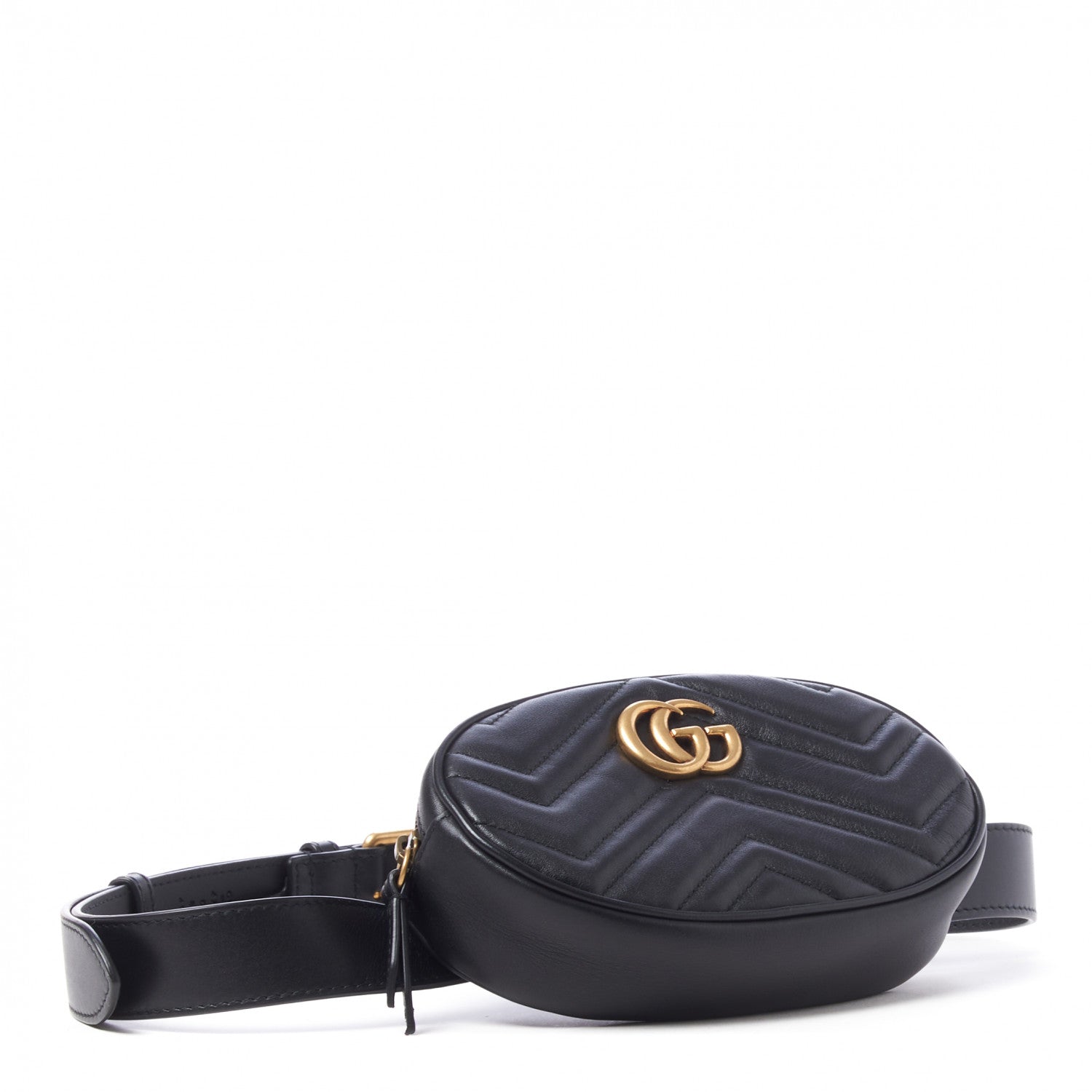 Gucci Calfskin Matelasse GG Marmont Belt Bag 85 34 Black 4 of 10