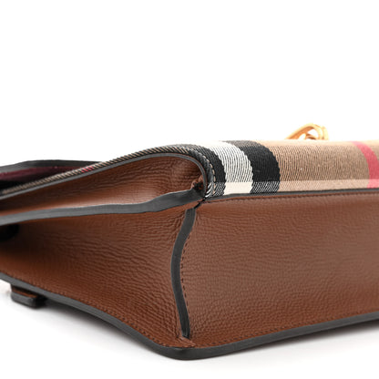 Burberry Derby Calfskin House Check Small Macken Crossbody Bag Tan 10 of 11