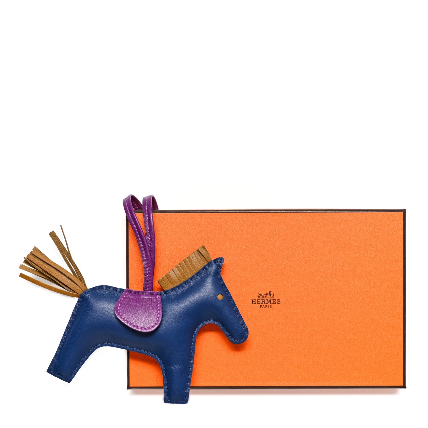 Milo Lambskin Grigri Rodeo Horse Bag Charm MM Bleu de Malte Kraft Violet