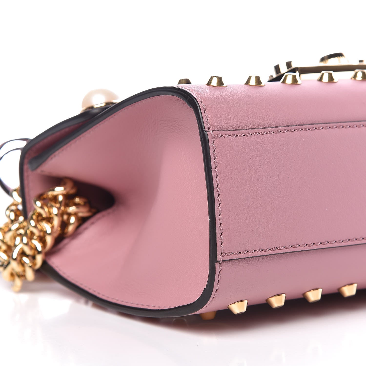 Gucci Calfskin Studded Small Padlock Shoulder Bag Carmine Rose 5 of 9