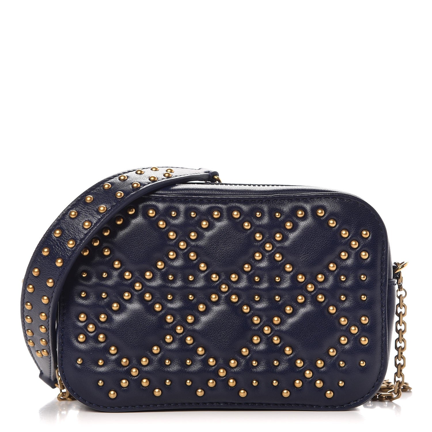Christian Dior Lambskin Cannage Studded Lady Dior Camera Case Pouch Blue 1 of 7