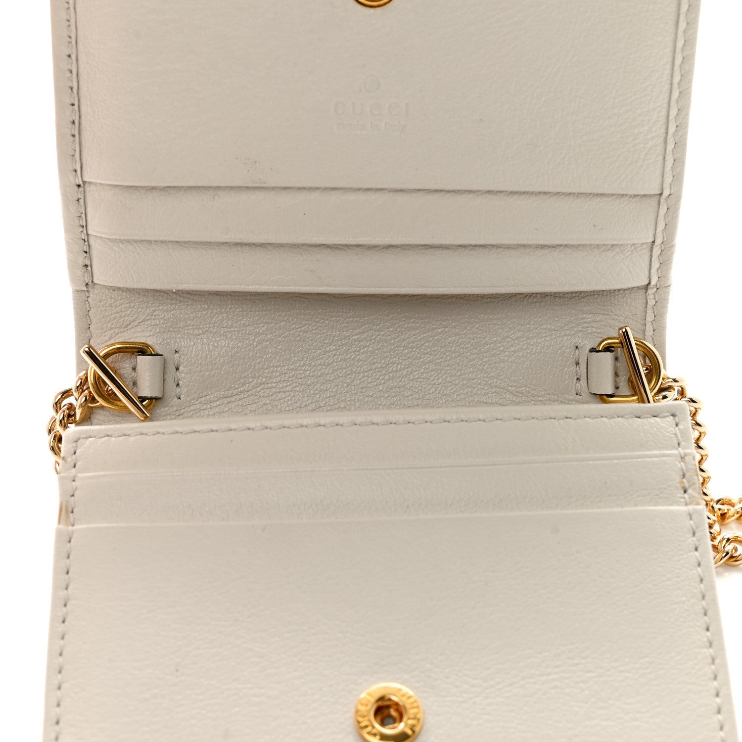 Gucci Calfskin Web Rajah Chain Card Case Wallet White 5 of 10