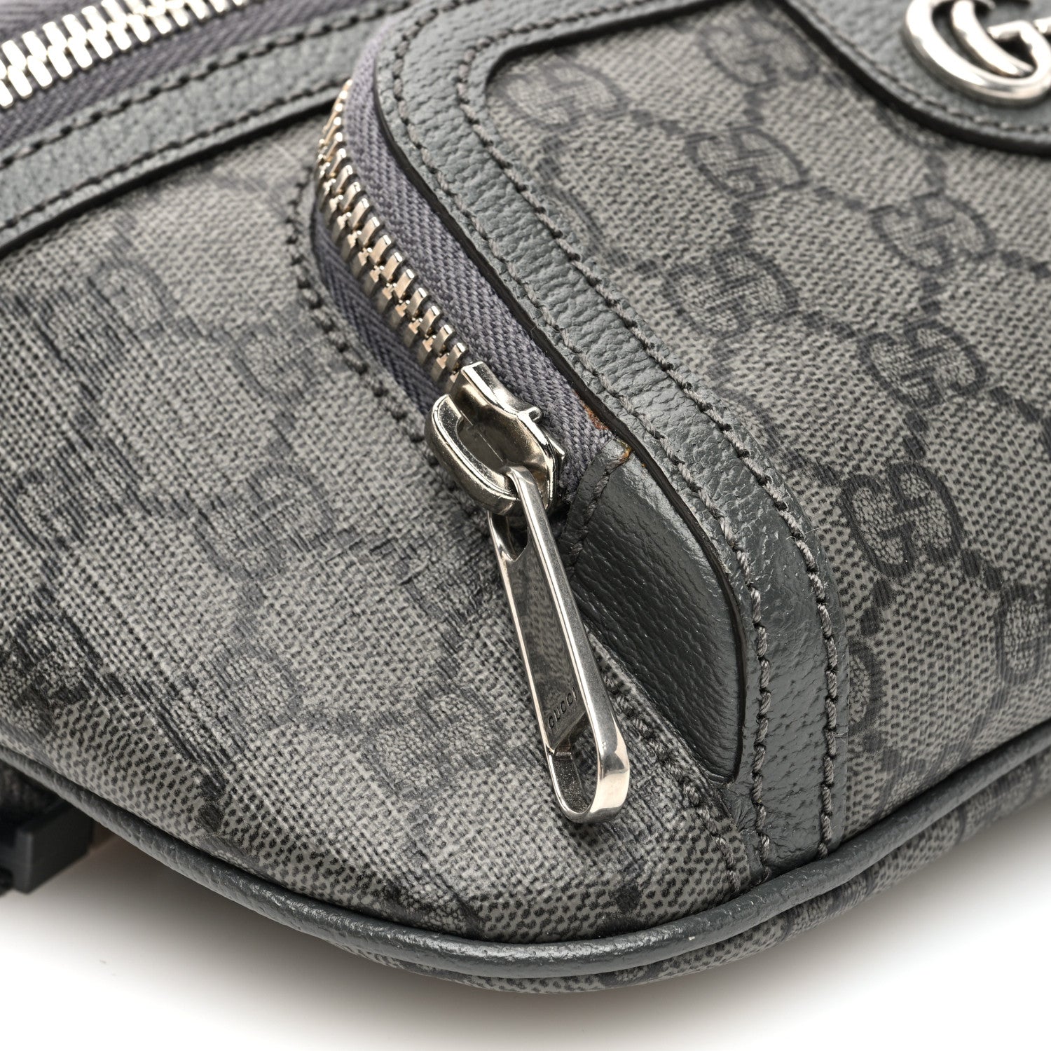 Gucci GG Supreme Monogram Textured Dollar Calfskin Ophidia Belt Bag Grey Black Graphite Grey 9 of 10