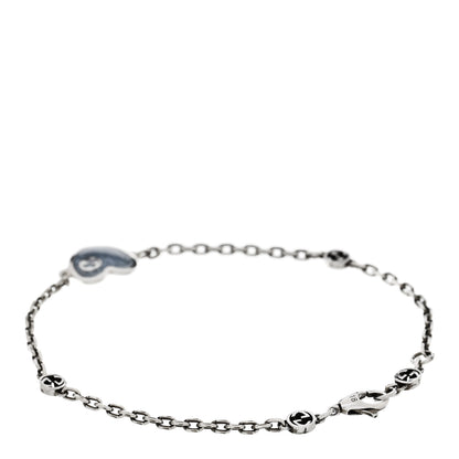 Gucci Sterling Silver Enamel Heart Chain Bracelet Blue 2 of 5