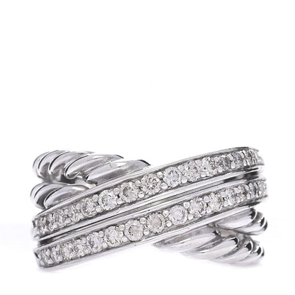 David Yurman Sterling Silver Diamond 11mm Crossover Ring 52 6 1 of 5
