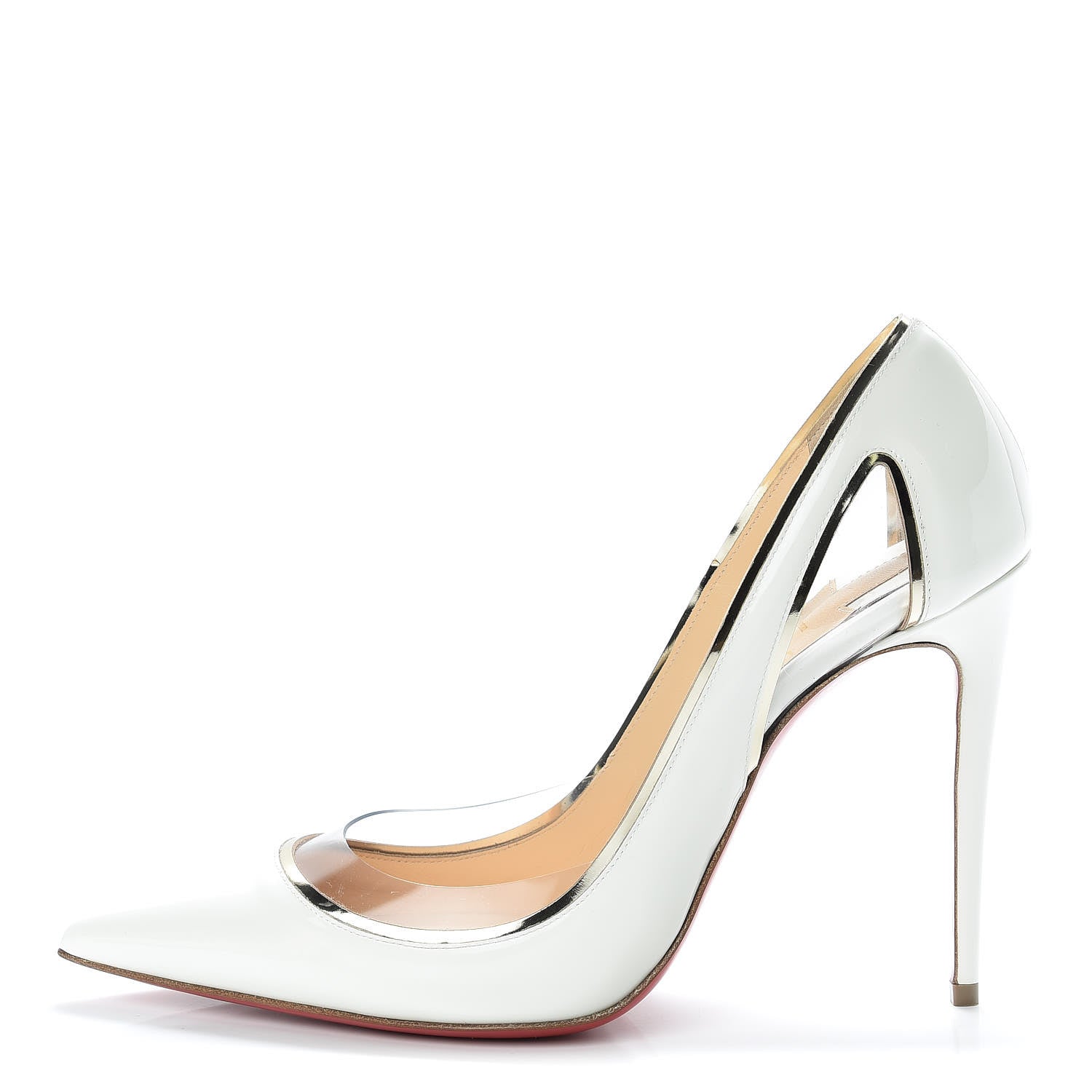 Christian Louboutin Patent Vinyl Cosmo 554 100 Pumps 38.5 Snow 1 of 8