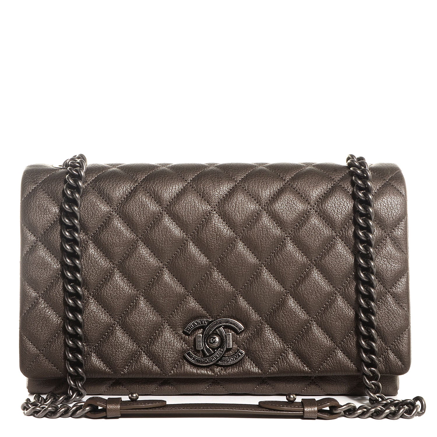 Chanel Metallic Goatskin Large City Rock Flap Silver 1 of 11