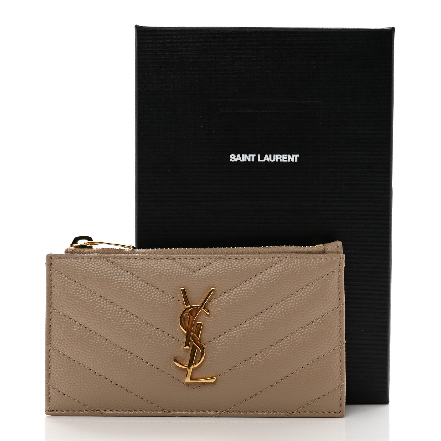 Monogram Grain de Poudre 5 Fragments Zip Pouch Card Holder Dark Beige