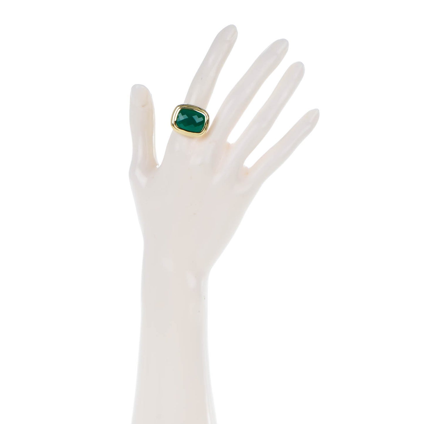 Sterling Silver 18K Yellow Gold Green Onyx 18mm Waverly Ring 53 6.5